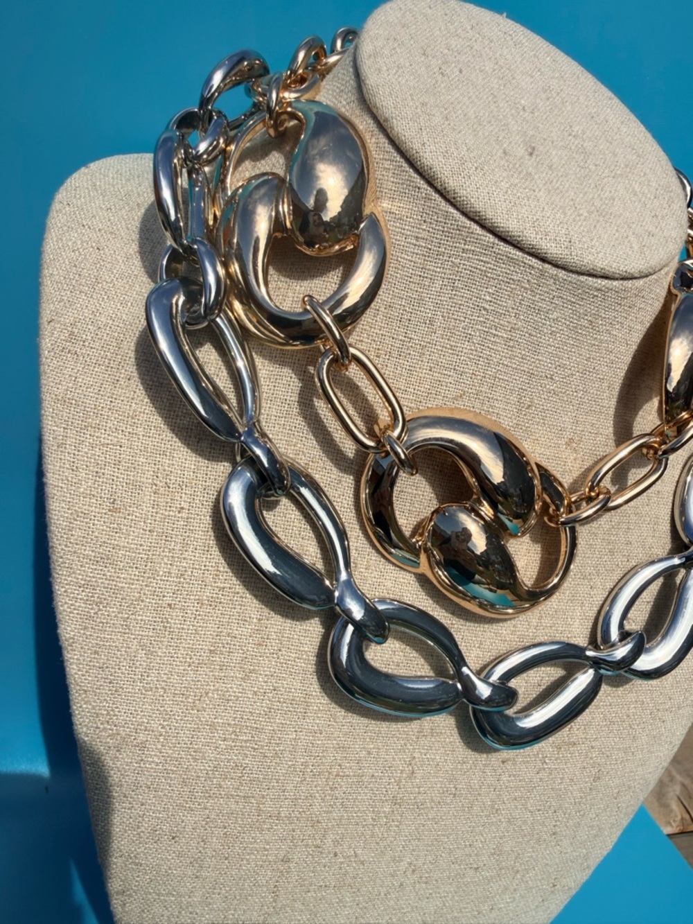 I.N.C Chunky Chain Necklace Bundle (Gold & Silver – 2 Piece) - Picture 2 of 5
